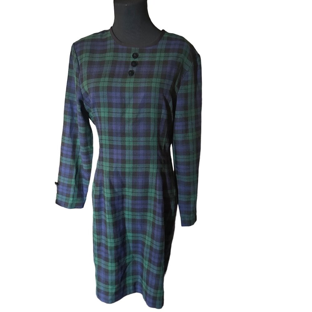 Misty Lane vintage size 12 green purple and black plaid dress size 12